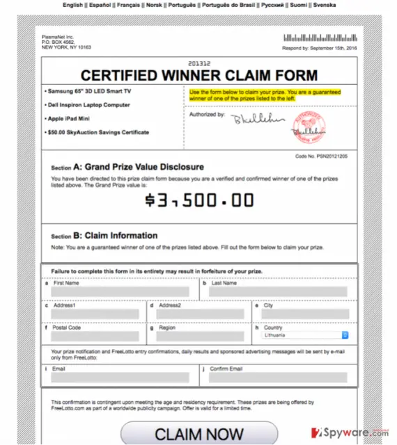 the example of Safe-web.tk ads