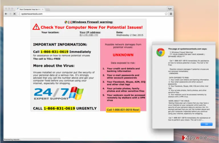 Systemscantools.com virus message