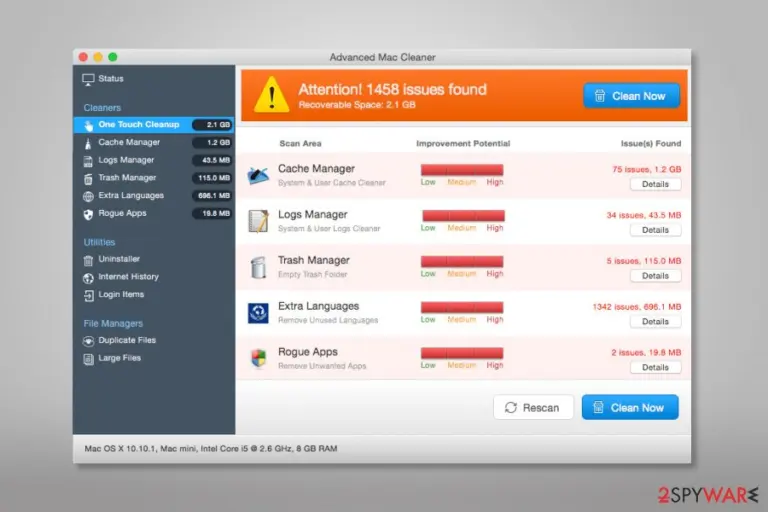 Screenshot of Advanced Mac Cleaner