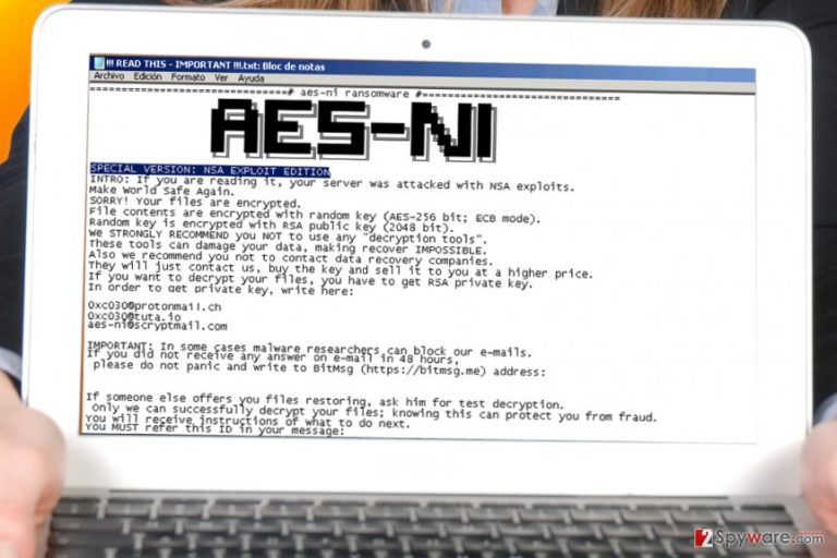 AES-NI ransomware note 2017 April AES-NI ransomware note 2017 April