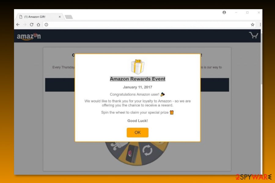 Example of “Amazon Rewards Event” scam Example of “Amazon Rewards Event” scam