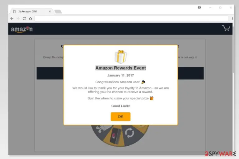 Screenshot of “Amazon Rewards Event” scam