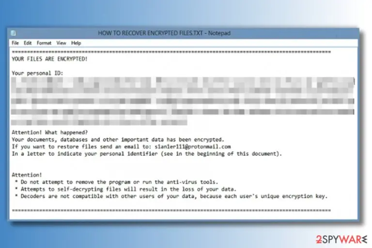 The ransom note of Amnesia ransomware