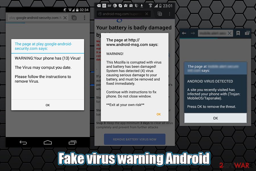 Fake virus warning Android Fake virus warning Android
