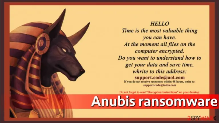 Anubis ransomware asks for money