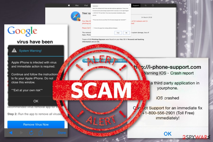 Apple “Warning Virus Detected” pop-ups Apple “Warning Virus Detected” pop-ups