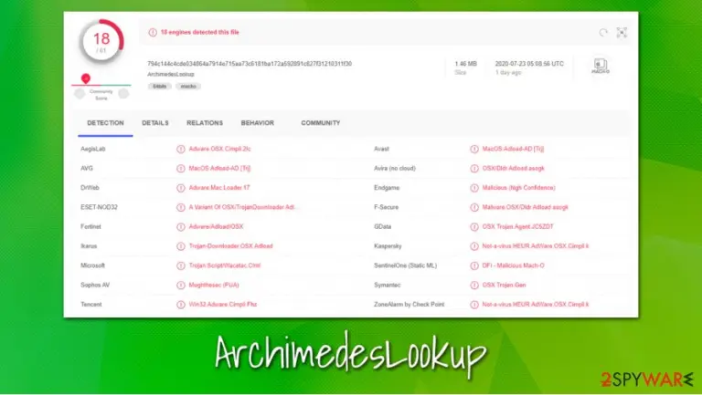 ArchimedesLookup malware detection