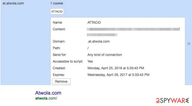 Atwola tracking cookie