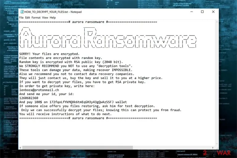 Aurora ransomware illustration