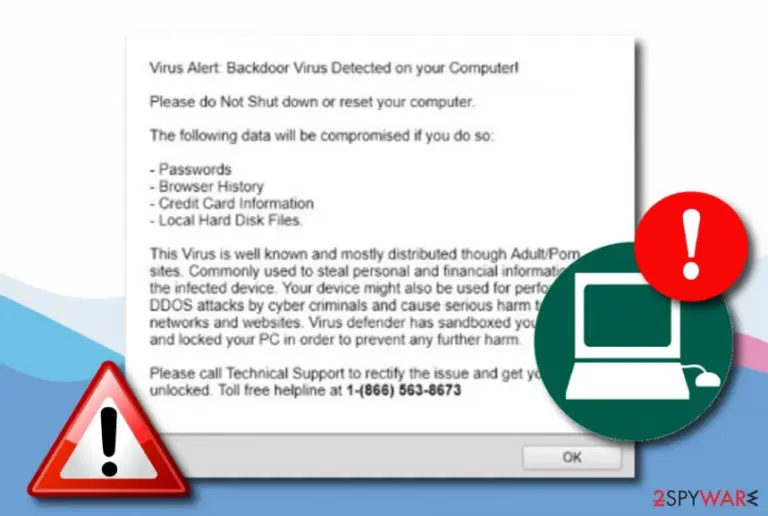 Backdoor virus detected tech support scam
