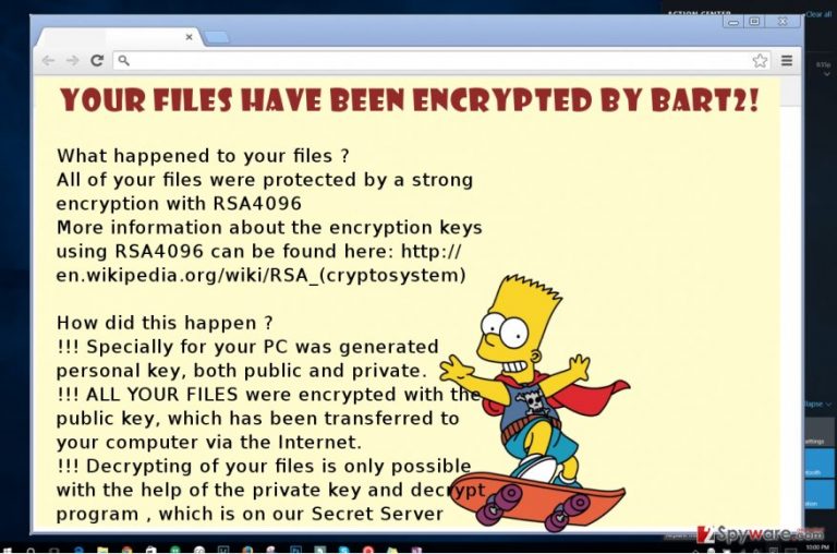 The screenshot of Bart v2 ransowmare The screenshot of Bart v2 ransowmare