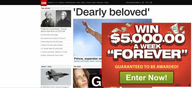 The screenshot showing BestWeb ads