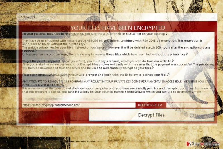 The screenshot of BeethoveN virus The screenshot of BeethoveN virus