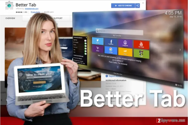 Image of the Better Tab extension virus