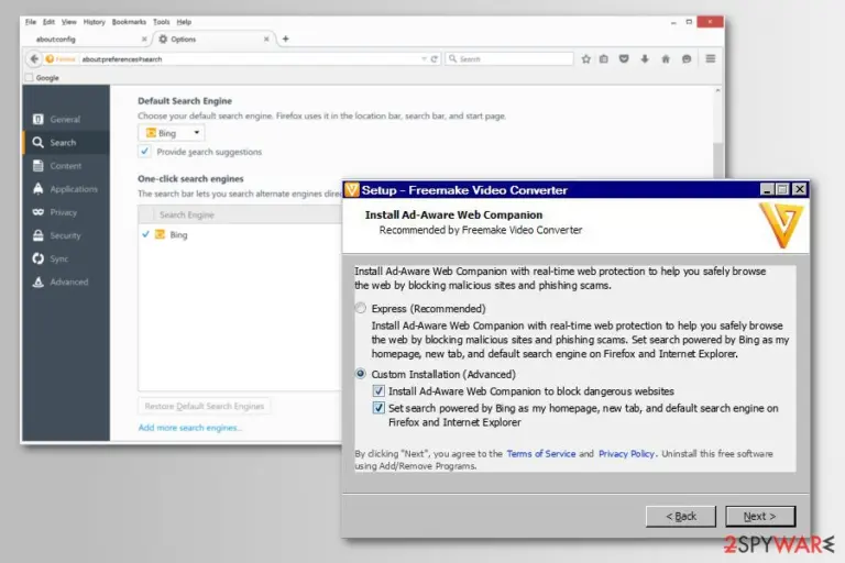 Bing redirect virus distribution