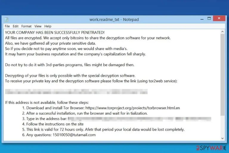 Bitpaymer ransom note