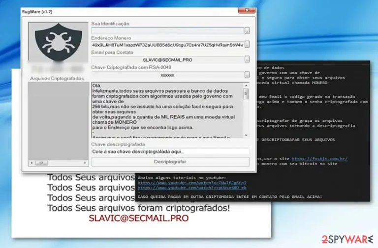 The image displaying Bugsware ransom notes