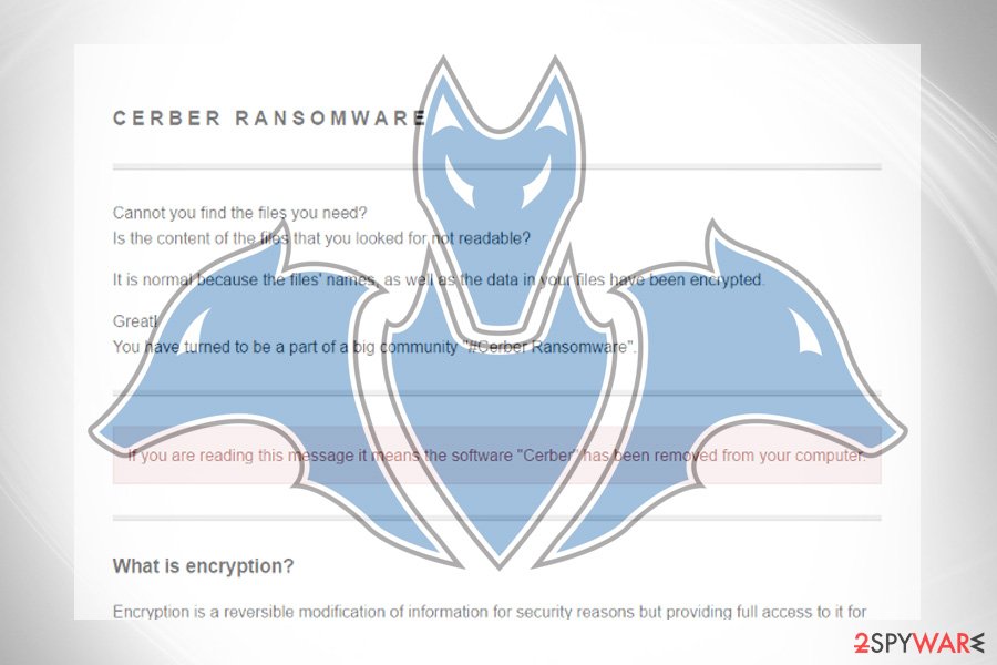 Cerber ransom note Cerber ransom note