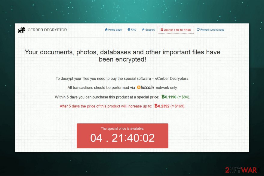 .Cerber3 file extension virus ransom note in Tor browser .Cerber3 file extension virus ransom note in Tor browser