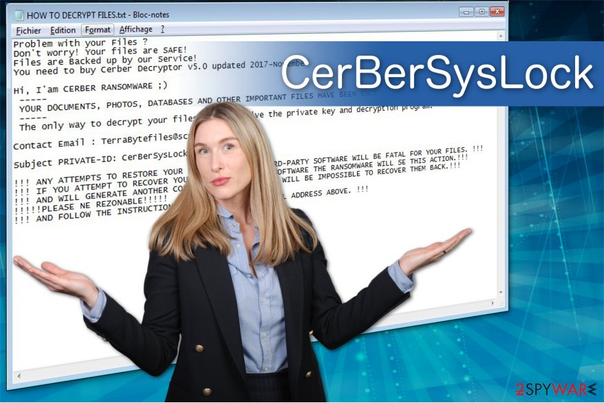 The illustration of CerBerSysLock ransomware The illustration of CerBerSysLock ransomware