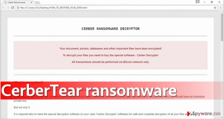 CerberTear ransomware virus CerberTear ransomware virus