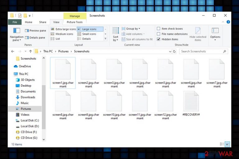 Charmant ransomware encrypted files