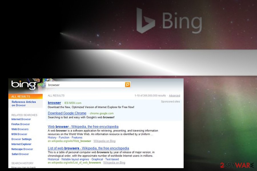 Charming Tab promotes sponsored Bing search Charming Tab promotes sponsored Bing search