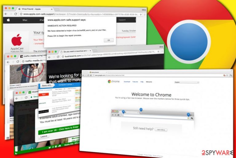 Examples of ads displayed by Chrome adware Examples of ads displayed by Chrome adware