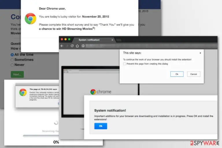 Chrome redirect virus examples