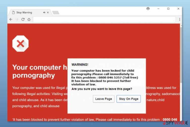 Example of "Chrome Security Warning" scam Example of "Chrome Security Warning" scam