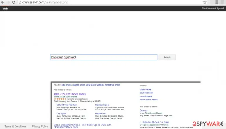 Chumsearch.com redirect virus provides fake search engine