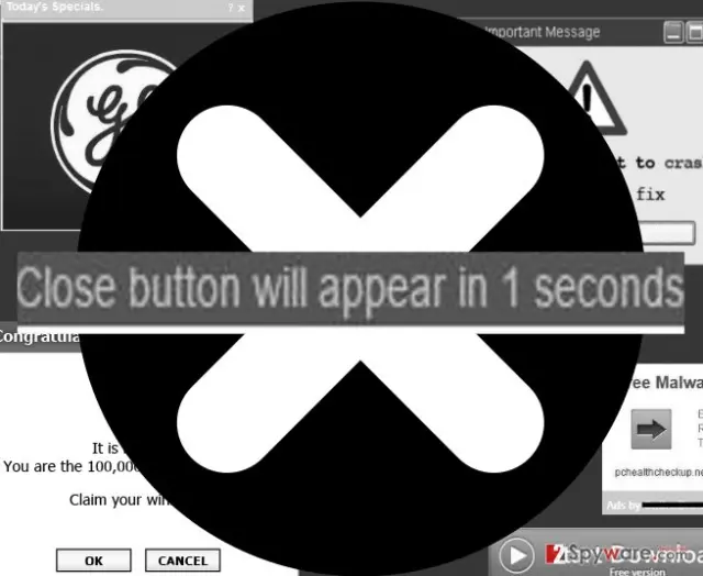 An image of Close button will appear in X seconds