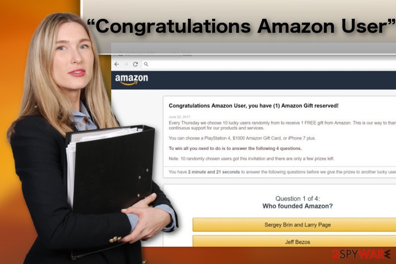 “Congratulations Amazon User" adware virus illustration “Congratulations Amazon User" adware virus illustration