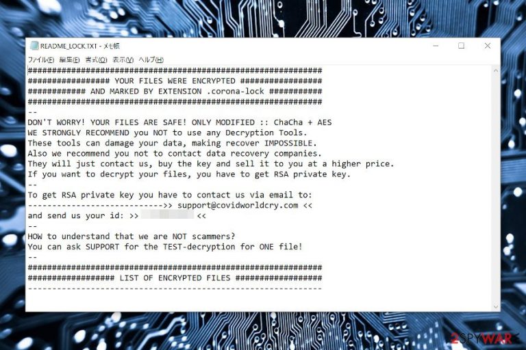 Corona-lock ransomware Corona-lock ransomware