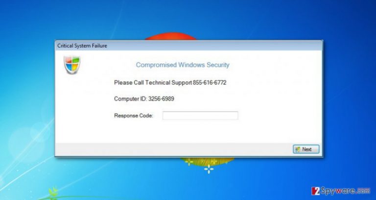 Critical System Failure pop-up claims that the computer has been compromised Critical System Failure pop-up claims that the computer has been compromised