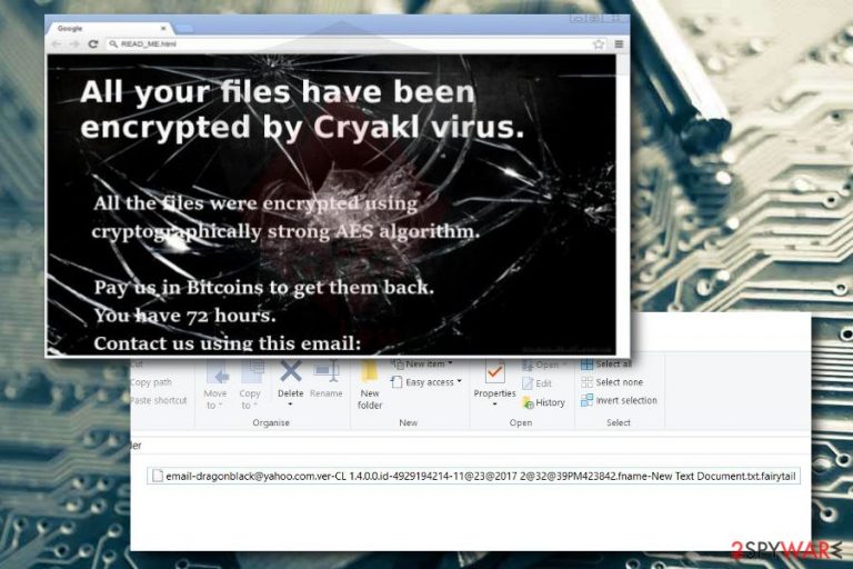 Cryakl ransomware Displays ransom note Cryakl ransomware Displays ransom note