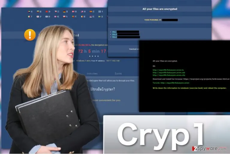 An image of the Cryp1 ransomware virus