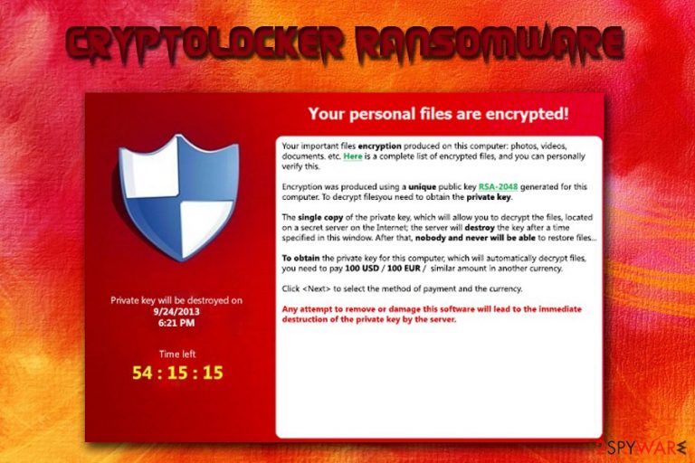 CryptoLocker ransomware virus CryptoLocker ransomware virus