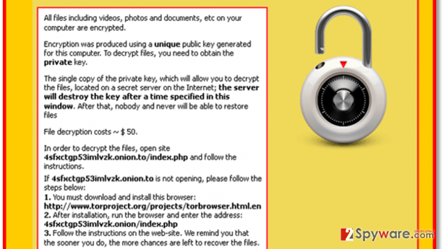 The example of CryptorBit ransomware alert The example of CryptorBit ransomware alert