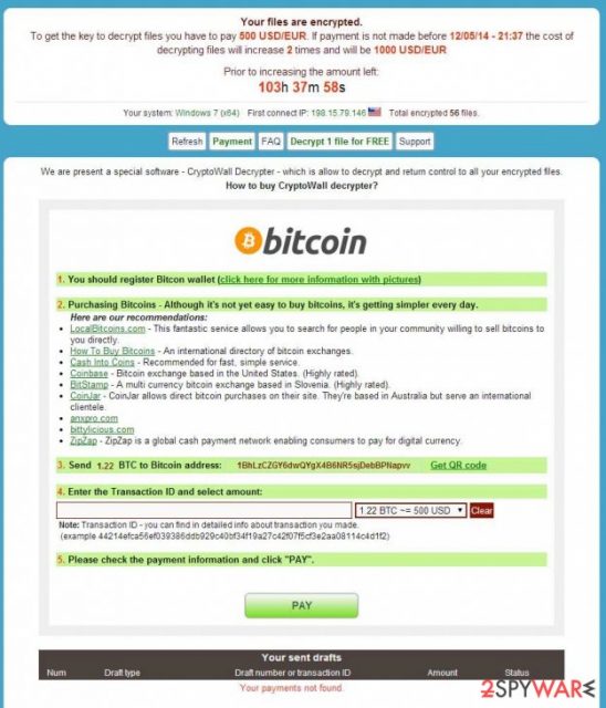 one variant of Cryptowall notification