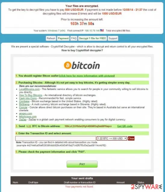 one variant of Cryptowall notification