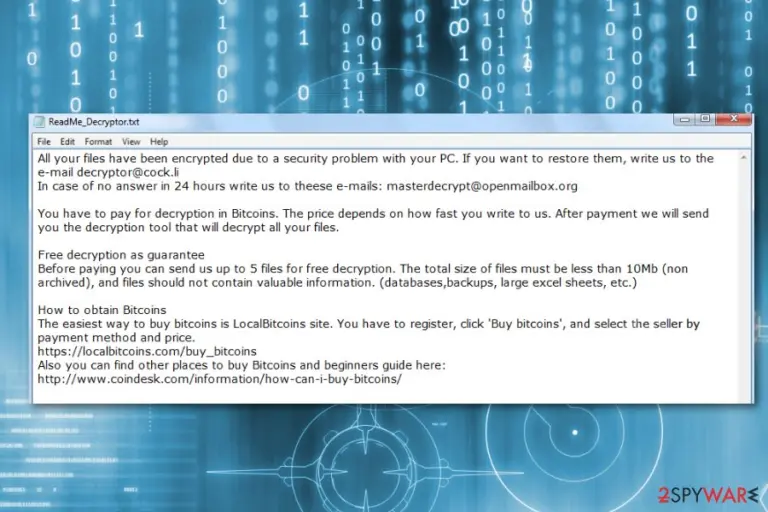 Ransom note by DCRTR ransomware