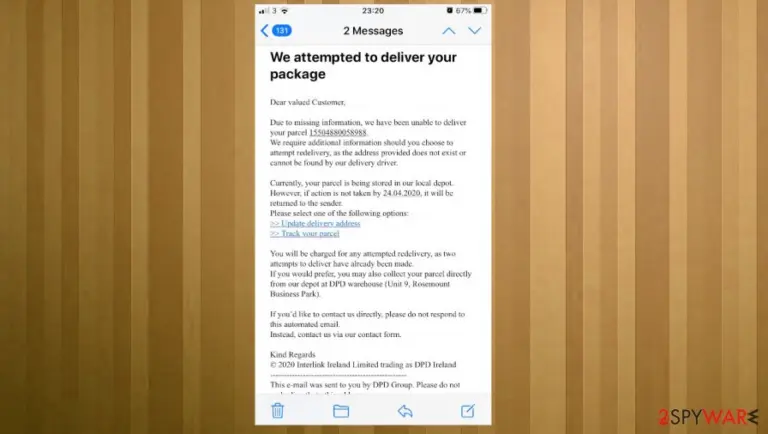 DPD Delivery Email phishing scam