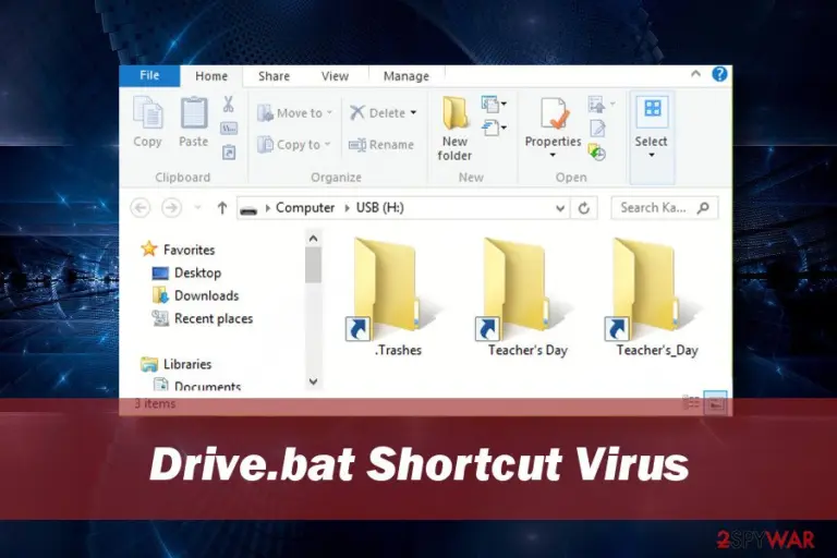 Drive.bat shortcut virus renders files on external drive inaccessible