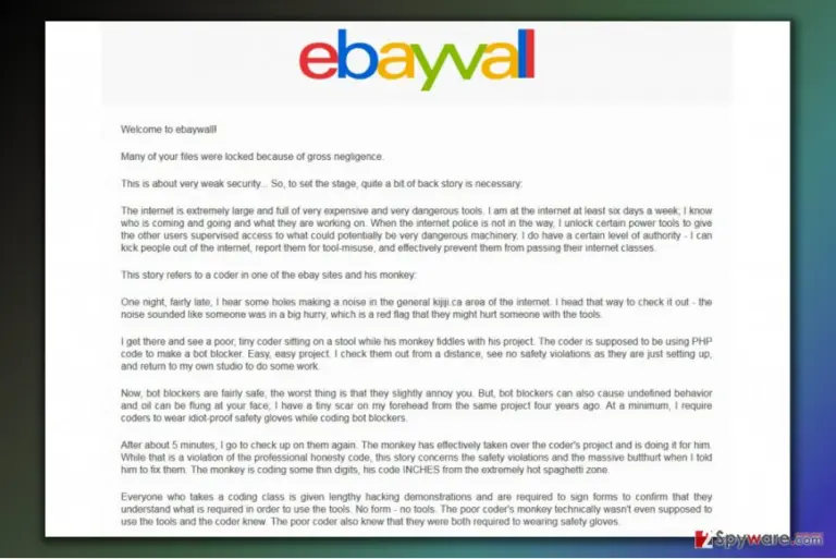 Ransom note from eBayWall ransomware