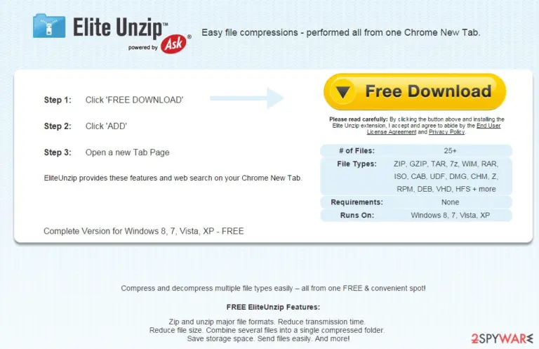 EliteUnzip redirects