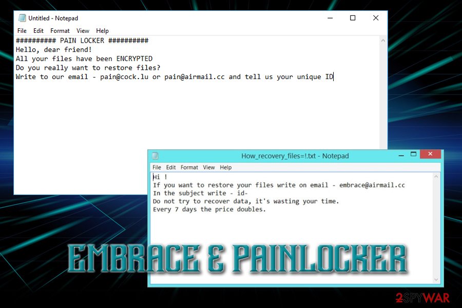 Embrace & PainLocker ransomware Embrace & PainLocker ransomware