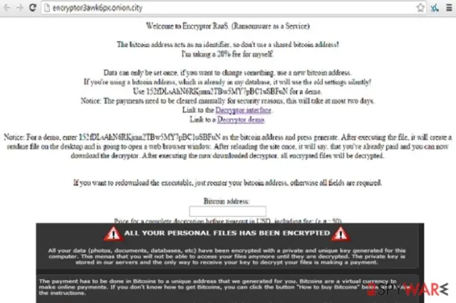The picture showing Encryptor RaaS virus