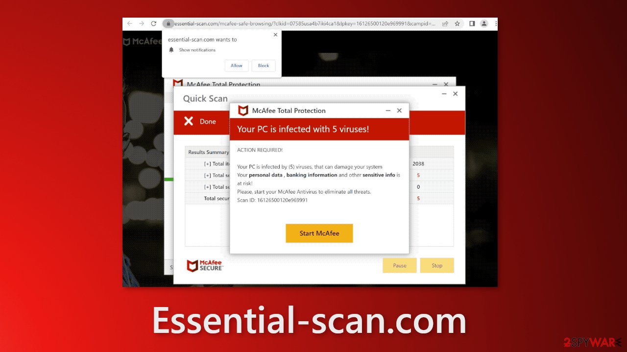 Remove Essential-scan.com ads (fake) - Free Guide
