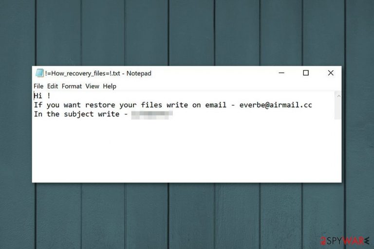 Everbe ransomware delivers ransom note Everbe ransomware delivers ransom note
